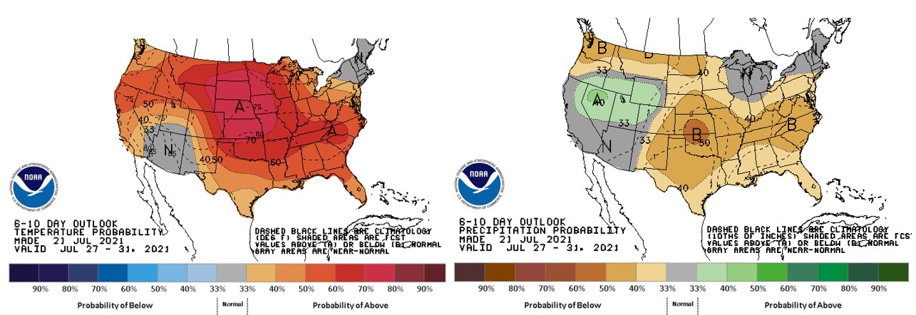 NOAA 6-10 Day Outlooks for July 27-July 31